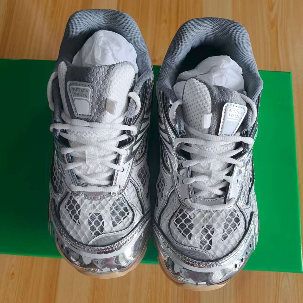 Bottega Veneta White and Gray Sneakers